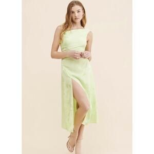 For Love & Lemons Llana Satin Midi Dress Green Size M